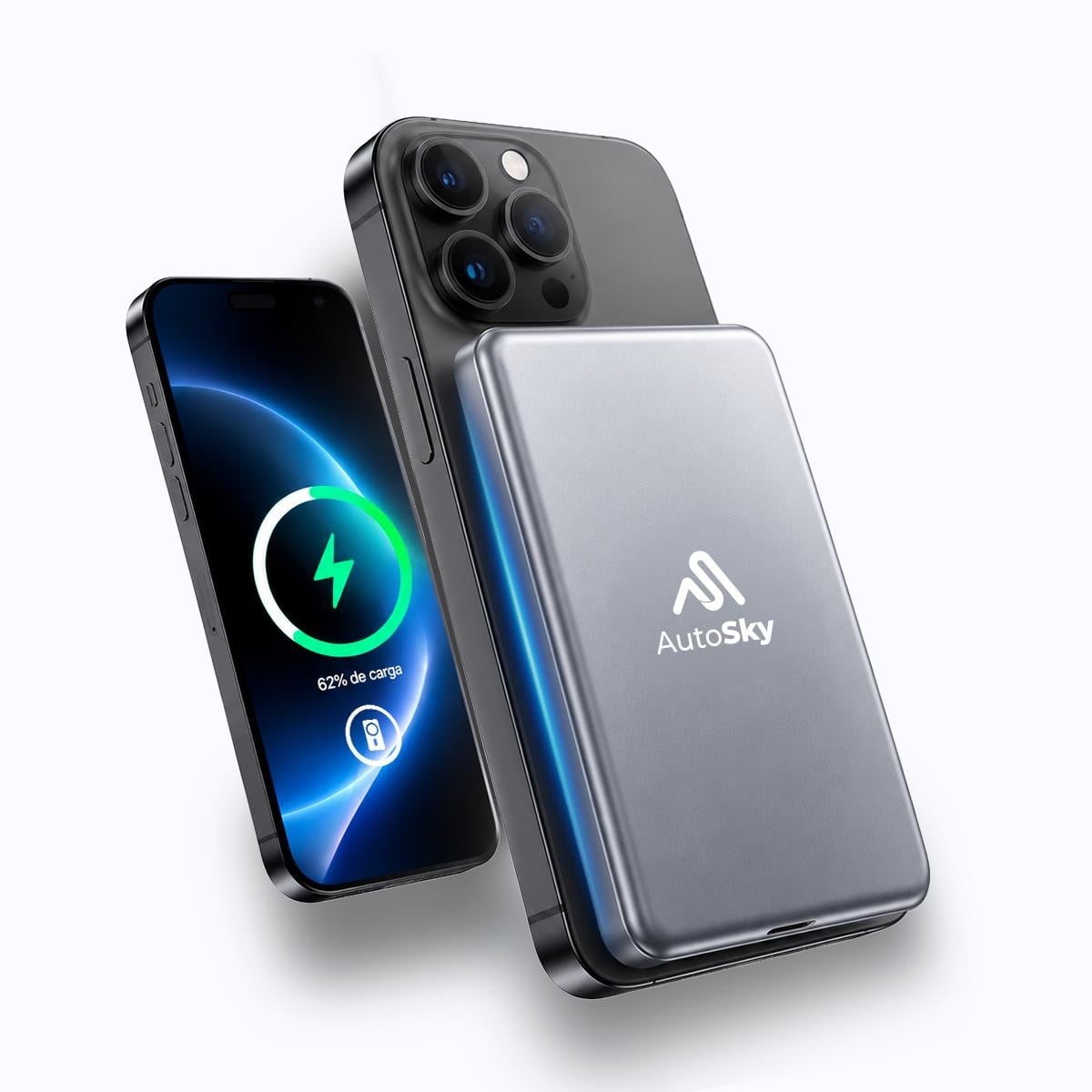 AutoSky Magnetische Powerbank 5000 mAh, MagSafe-compatibel, draadloos opladen, USB-C
