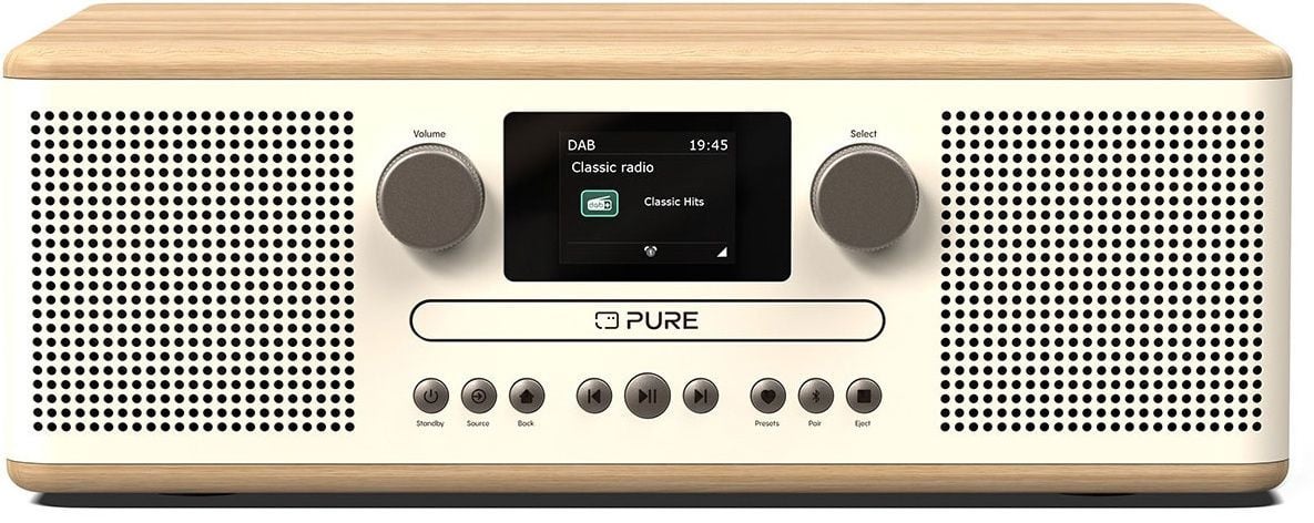 Pure Classic C-D6 Hi-Fi Radio met DAB+ en Bluetooth 5.3 - Katoenwit/Eiken