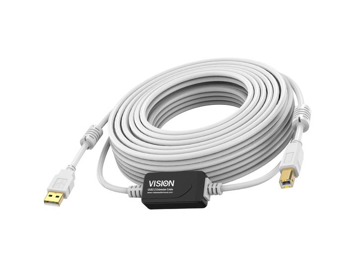 Vision TC 15MUSB+/2, 15 m, USB A, USB B, USB 2.0, 0,48 Gbit/s, Blanc