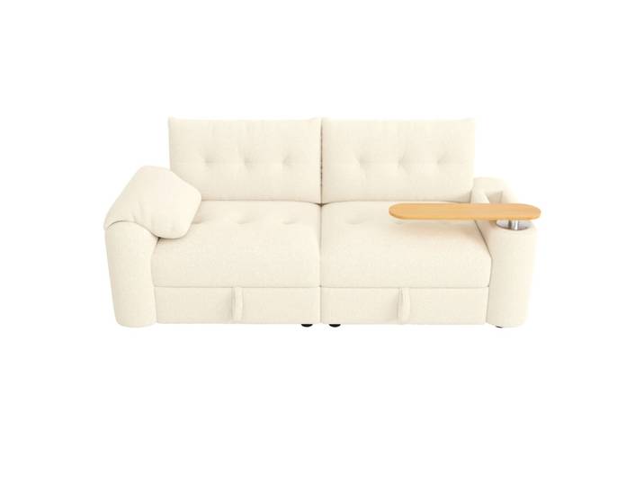 Canapé modulaire en lammfell-optik beige avec rangement 207,5x80x87 cm