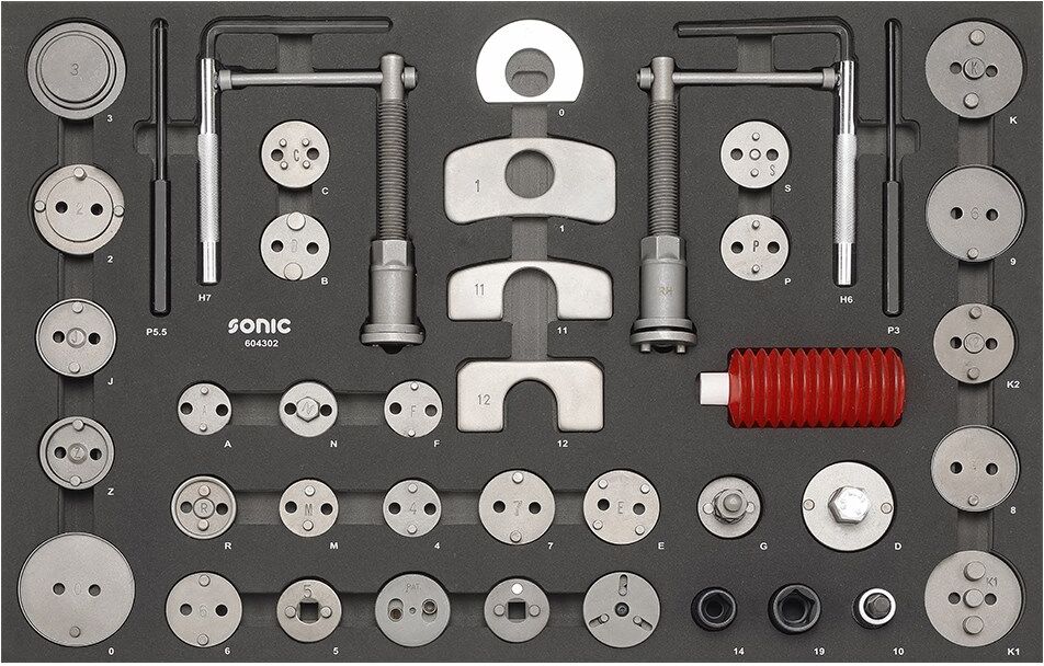 Sonic Equipment Bremskolben-Rückstellwerkzeugsatz Sfs-M 43-Tlg. 604302