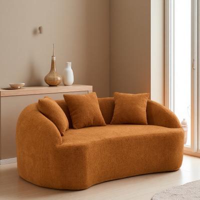 ZWYO HOSIMU 67.32'' Chenille Curved Boneless Loveseat Sofa with Upgraded Backrest and 3 Pillows