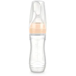 Squeeze Fütter-Flasche mit Löffel - Peach