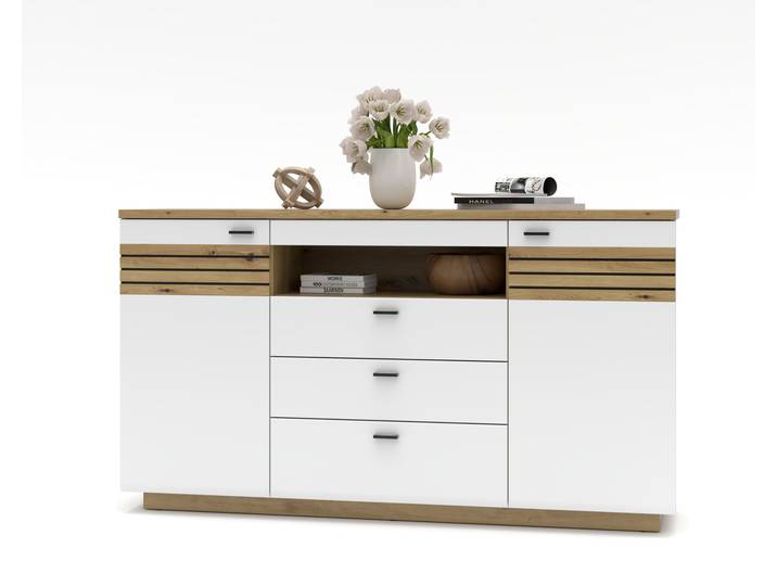 Wohn-Concept Fresno Sideboard Holzwerkstoff Weiß matt/Eiche