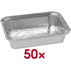 OTTO Office Aluschalen mit Deckel 0,87 L rechteckig 50 Stück silber, 14.7x4x21.2 cm