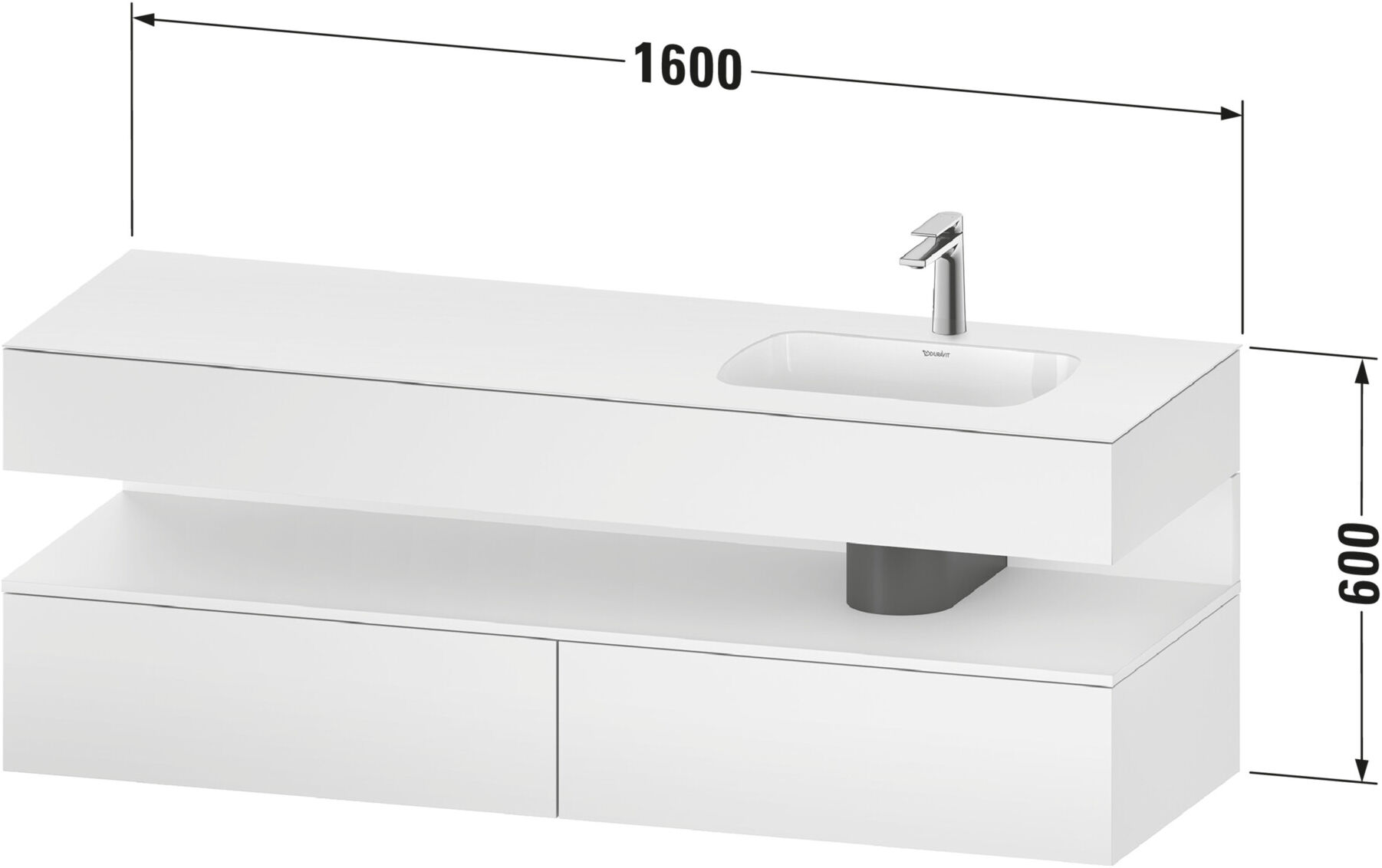 Duravit Einbauwaschtisch-Möbel-Set Qatego 160x50x60cm, Kon-WTU, B, B r, E Ma/Gra m (QA4796055800010)