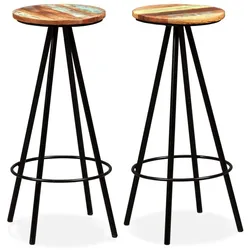 Helloshop26 - Set aus zwei Designer-Barhockern Sitzfläche aus recyceltem Massivholz und Stahl