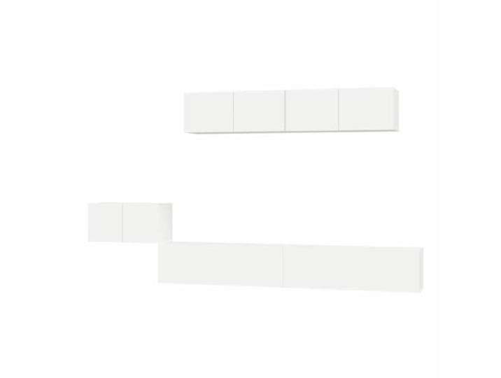 GHVBNMF 5-TLG. TV-Schrank-Set Wandmontage Weiß Holzwerkstoff Modernes Fünfer-Set zur Wandbefestigung für Ihr Wohnzimmer schafft Ordnung und spart wertvolle Bodenfläche.