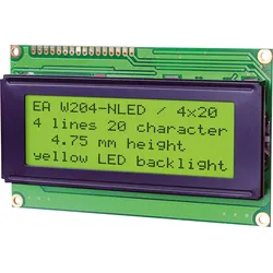 LCD 204B LED - LCD-Modul, 4x20 Zeichen, H:4,8mm, ge/gn, m.Bel.