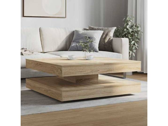 {January Sale}Table basse - Table à café industrielle Table de salon - rotative à 360 degrés chêne sonoma 90x90x34 5cm 8_5977956