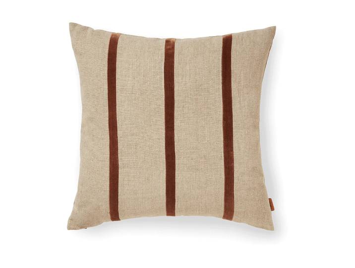 Ferm Living Taie Senti Stripe 50x50 cm Linen-carob brown