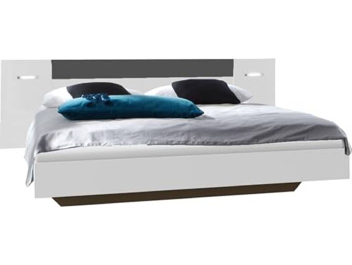 möbelando Bett >Angie< in Weiss + Graphit - 229x81x210cm (BxHxT)
