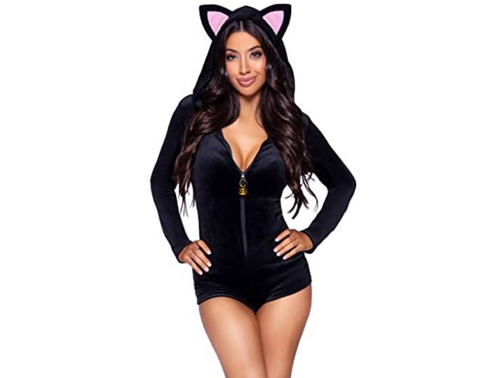Leg Avenue Black Velvet Kitty Cat Kostuum Dames, S (zwart)