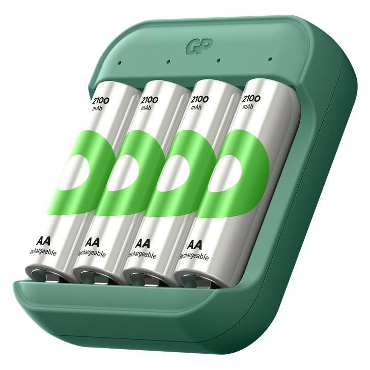 GP Batteries GP ReCyko Battery Charger, B423 (USB-C), incl. 4 x AA 2100 mAh Batteries (4 Stk., AA) (202275)