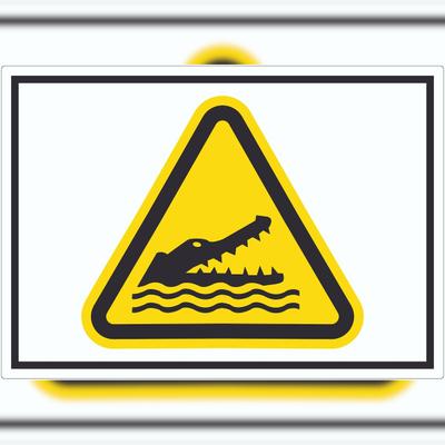 HB-Druck Aufkleber Warnung Krokodil Symbol A8 (52x74mm)