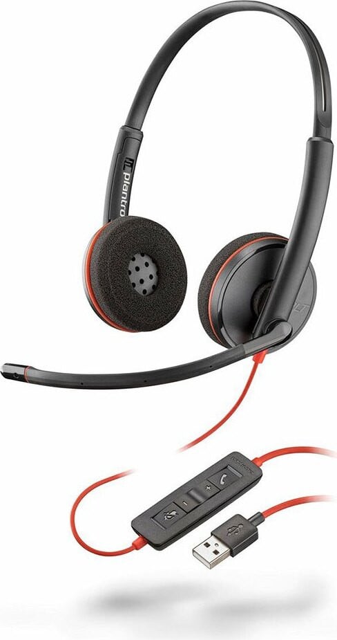 HP Poly Blackwire 3220 USB-A Stereohoofdset met microfoon, Zwart