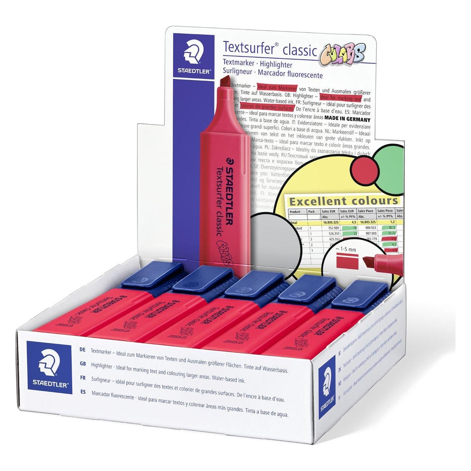 Staedtler Textsurfer classic 364 C Textmarker, Einzelprodukt, rot (1x) (364 C-200)
