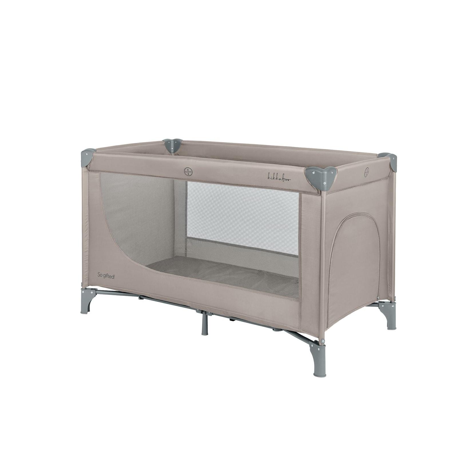 Kikkaboo Reisebett so gifted eine Ebene, weiche Matratzenauflage, Seiteneingang beige braun