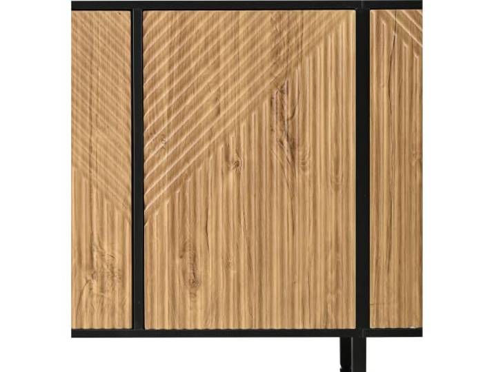 Sideboard 160x40x75cm, 4 Türen, 8 Fächer, Holzoptik Schwarz Spanplatte+Metall, 160x40x75cm, 4Türen, 8Fächer, 40kg, Naturholz/schwarz, Wohnzimmer