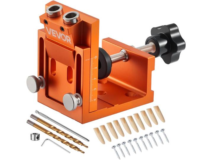 VEVOR Pocket Hole Jig Set 12-48 Mm Pocket Hole Jig-Systeem Met Trapboor\, Inbussleutel\, Boorstopring\, Vierkante Aandrijfbit\, Pluggen en Schroeven