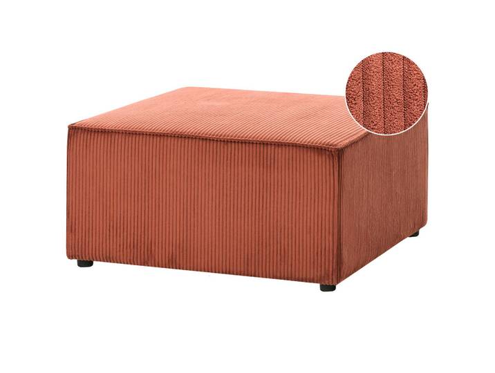 Beliani Ottomane Cord Goldbraun Lemvig, Goldfarben, Eukalyptusholz, Quadratisch, 83x41x83 cm, Wohnzimmer, Sofas & Couches, Sofas, Recamieren