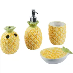BADEZIMMER Set 4-teilig Keramik Ananasmotiv gelb Maicao