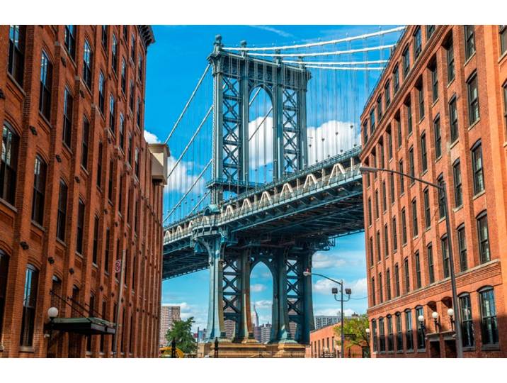 Fototapete PAPERMOON Brooklyn Dumbo Area , bunt, B:3,5m L:2,6m, Vlies, Tapeten, Fototapete