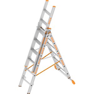 Layher Mehrzweckleiter Topic 1041, 3-teilig, mit 2 x 6 Sprossen + 1 x 6 Stufen