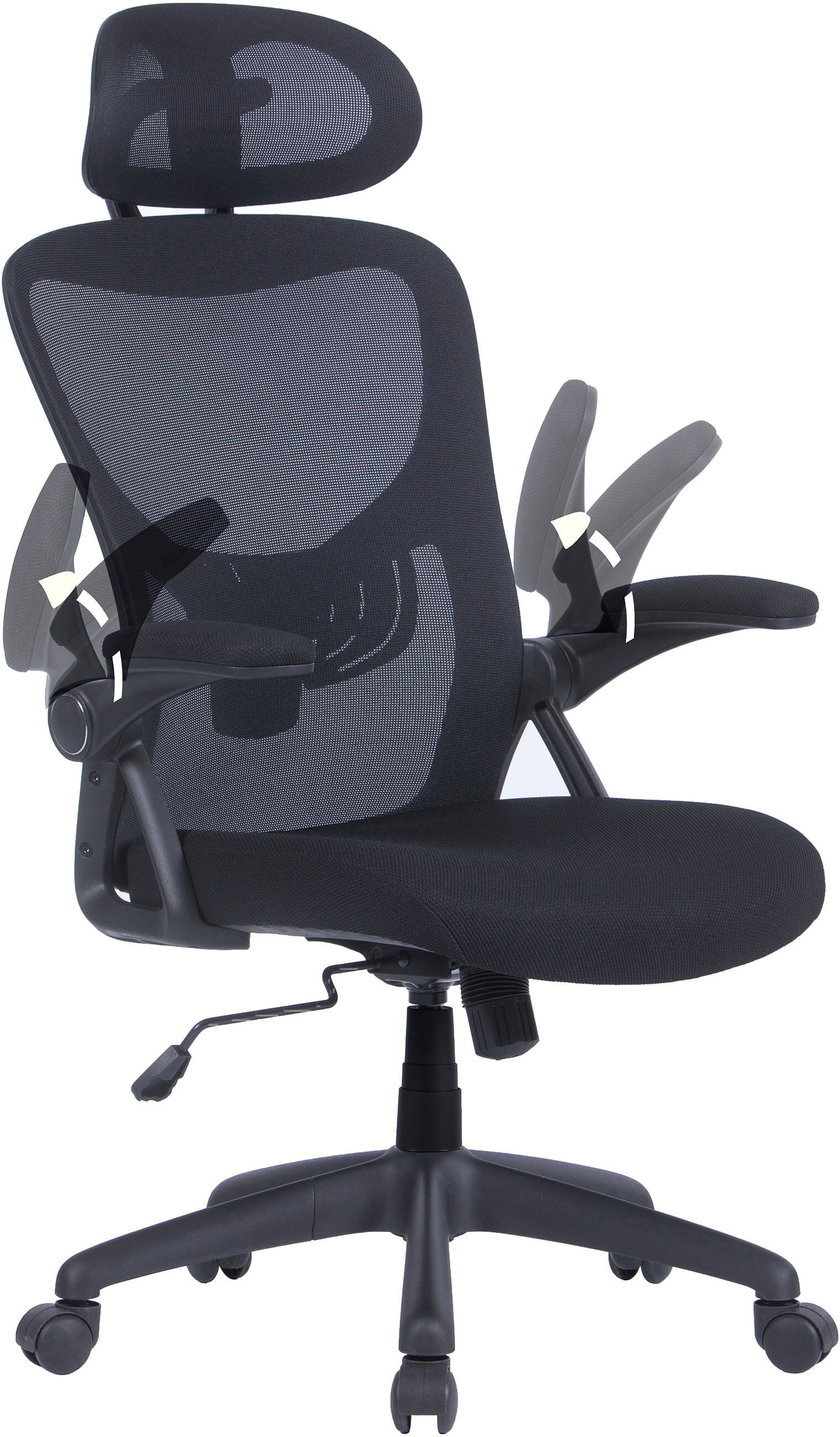 Drehstuhl BYLIVING "Flex", schwarz (schwarz, schwarz, schwarz), B:62cm H:119cm T:58,5cm, Kunststoff, Polyester, Stühle, Drehstuhl, moderner Bürostuhl mit vielen Einstellungsmöglichkeiten schwarz, schwarz, schwarz B/H/T: 62cm x 119cm x 58,5cm, 1 Stk., Netz