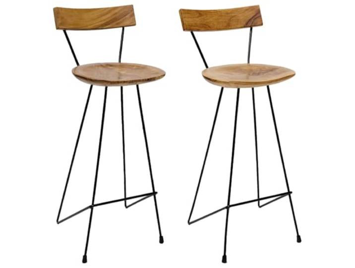 vidaXL Barhocker 2 STK. Massivholz Teak