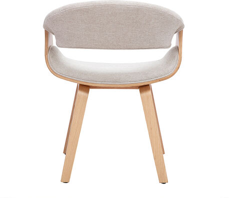 Miliboo Designstuhl aus Stoff mit strukturierter Samtoptik, beige und hellem Holz ARAMIS