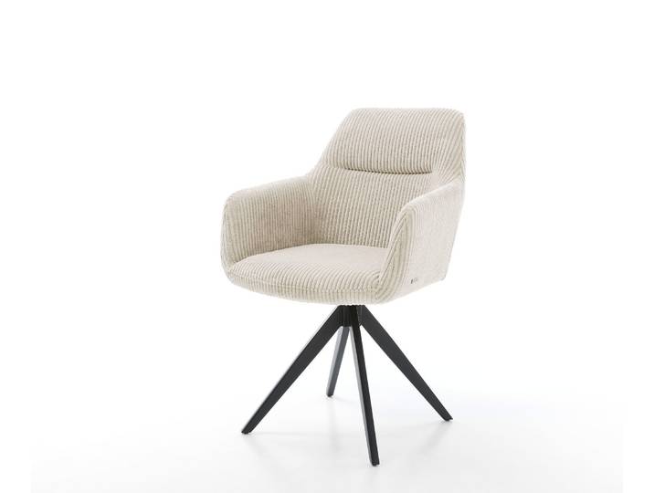 Esszimmerstuhl Pejo-Flex Cord Beige Kreuzgestell kantig Schwarz Taschenfederkern, Esszimmerstühle