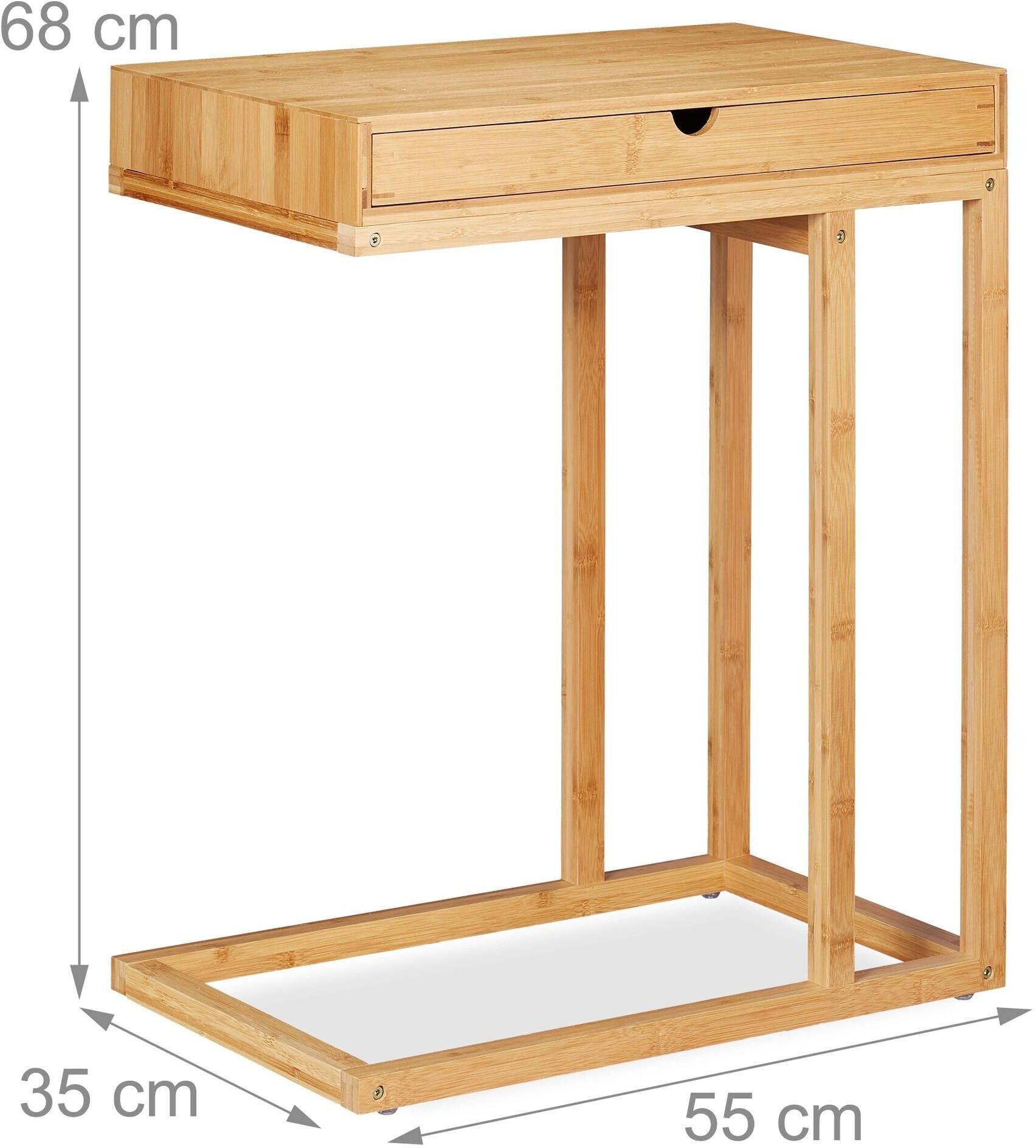 Beistelltisch RELAXDAYS "mit Schubfach 55 cm x 68 cm", braun (hellbraun), B:55cm H:68cm T:35cm, Tische, Beistelltisch hellbraun B/H/T: 55cm x 68cm x 35cm