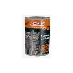 AMORA Cat Nassfutter 3 Sorten Geflügel | 6x 400g