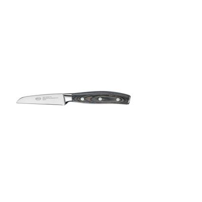 Gemüsemesser RÖSLE "WOLFGREY, 9 cm, Griff Pakka", grau (silberfarben), Klingenlänge 9cm, X50 CrMoV15 Klingenstahl, Kochmesser