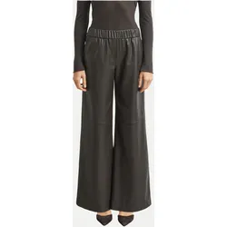 Wide-Leg-Hose in Lederoptik Schwarz 34/REG