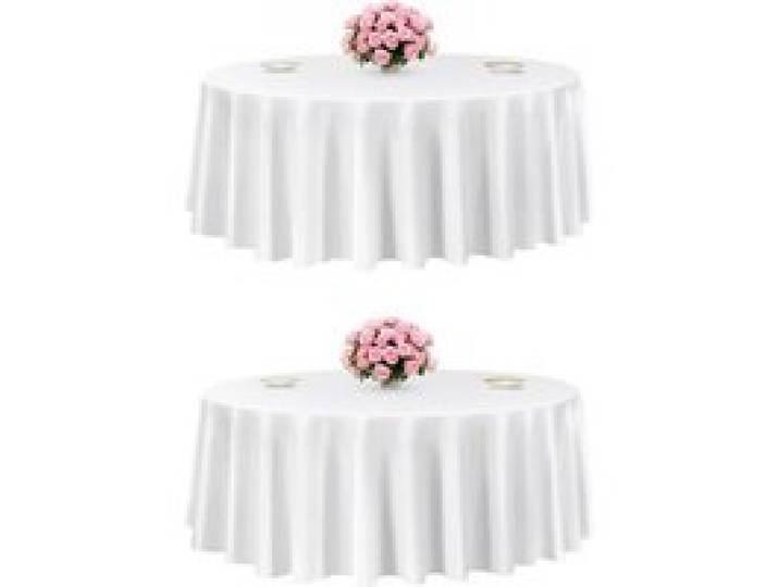 VEVOR 2 Stk. runde Tischdecken Tischwäsche 3048 mm, knitterfreier Tischdeckenschutz, maschinenwaschbares Tischtuch aus Polyestergewebe für Partys Hochzeiten Bankette formelle Veranstaltungen, Weiß