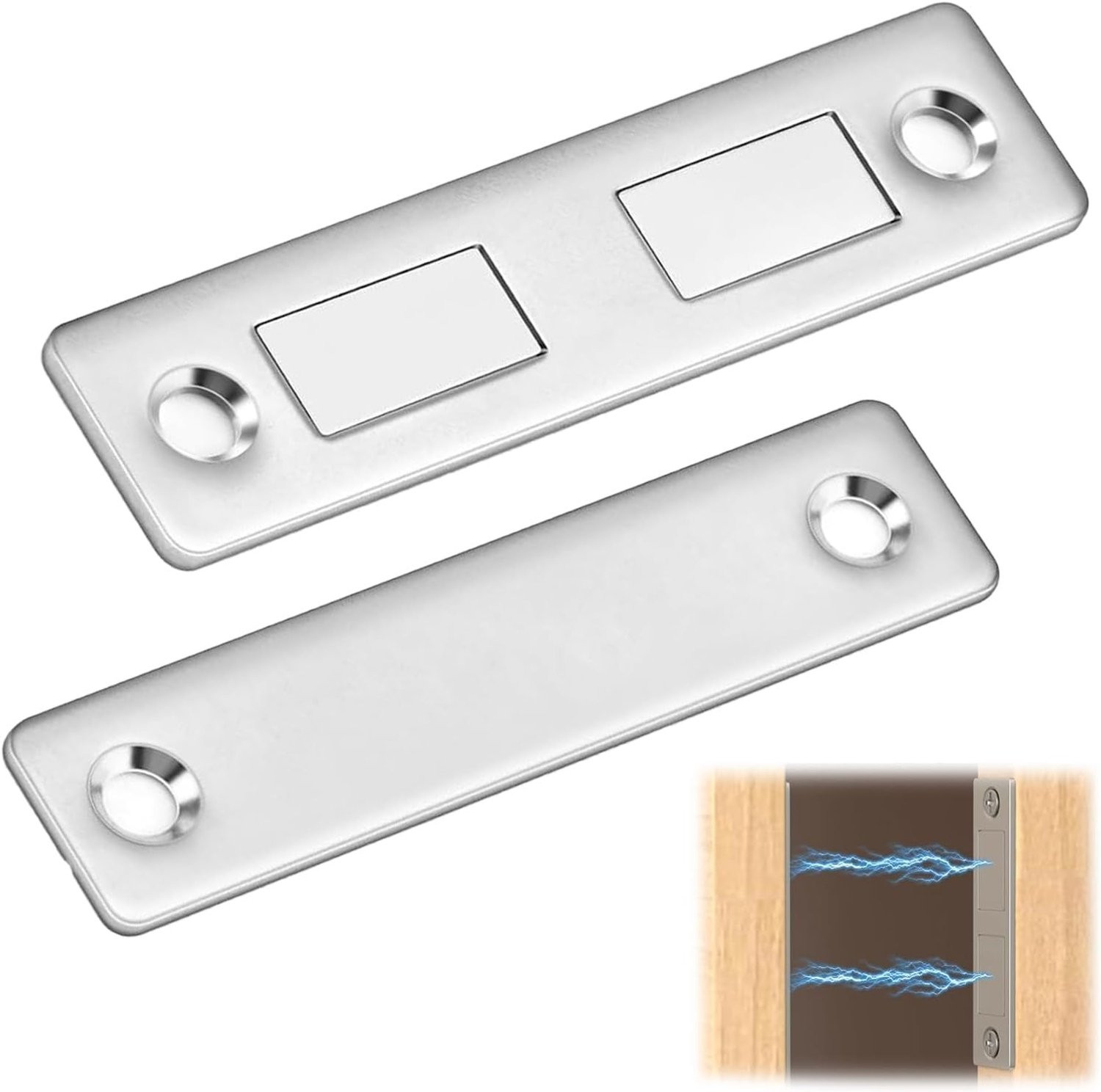 Set van 2 ultra-dunne magnetische zelfklevende kastdeursluitingen voor meubels