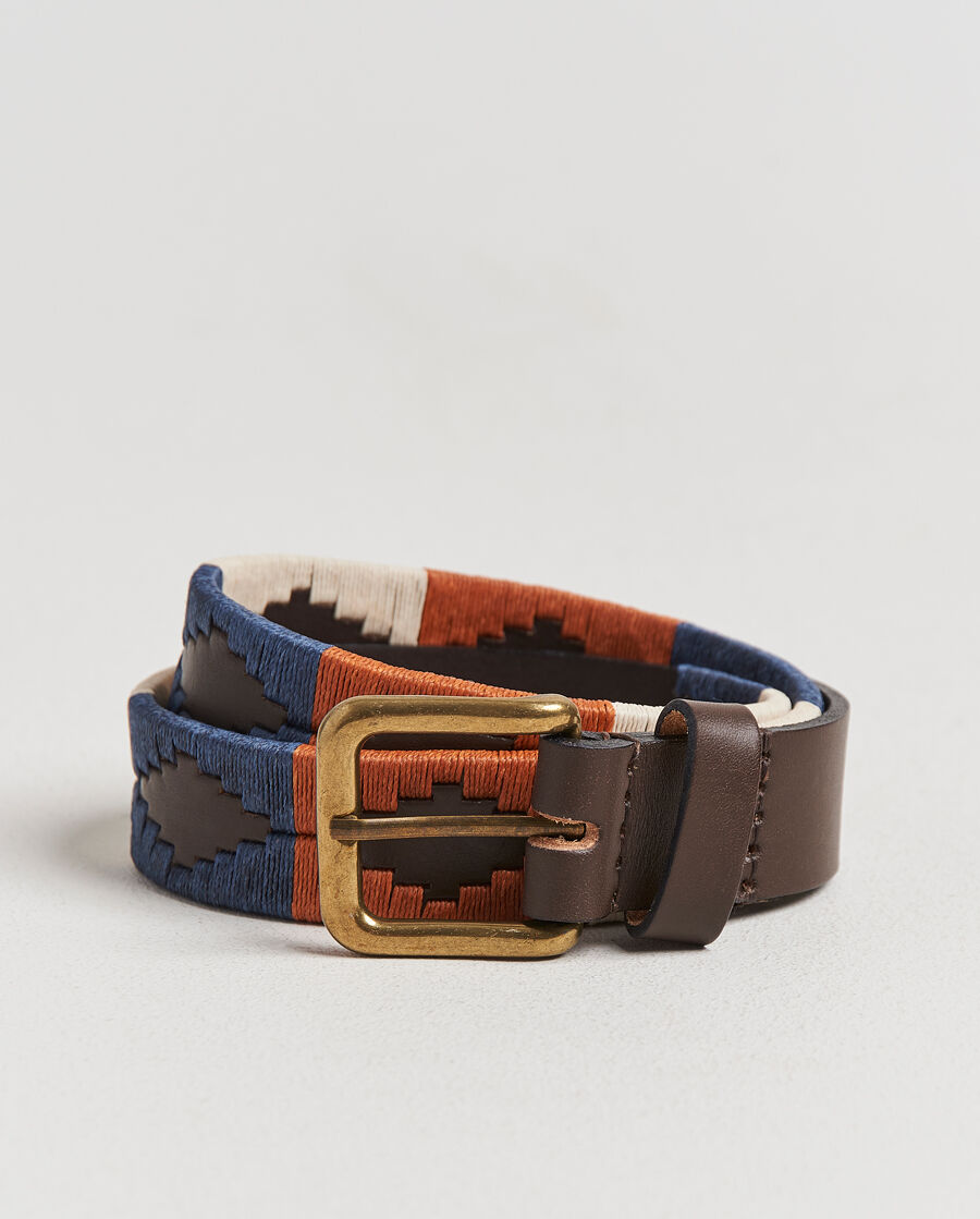 Pampeano Aurora Hand Stitched Classic Leather Belt 3,5cm Orange men 90 Orange