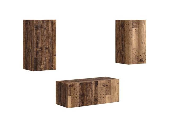 Makastle TV-Schrank Set Altholz Holzwerkstoff Wandmontage