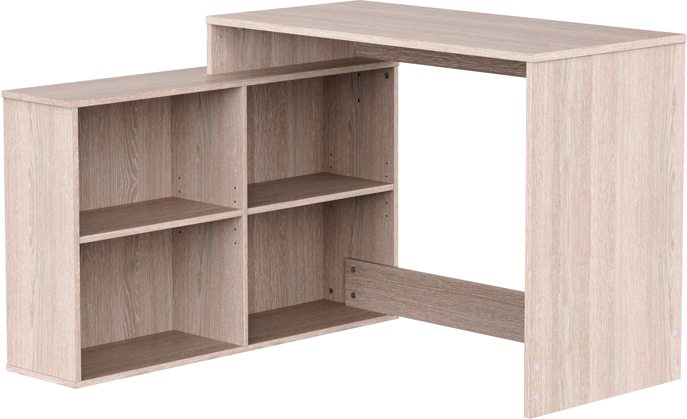 Schreibtisch DEMEYERE GROUP "CORNER Eckschreibtisch", beige (shannon eich, shannon eich, shannon eich), B:111,9cm H:76,7cm T:100,7cm, Tische, Schreibtisch, Funtionales Design shannon eich, shannon eich, shannon eich B/H/T: 111,9cm x 76,7cm x 100,7cm