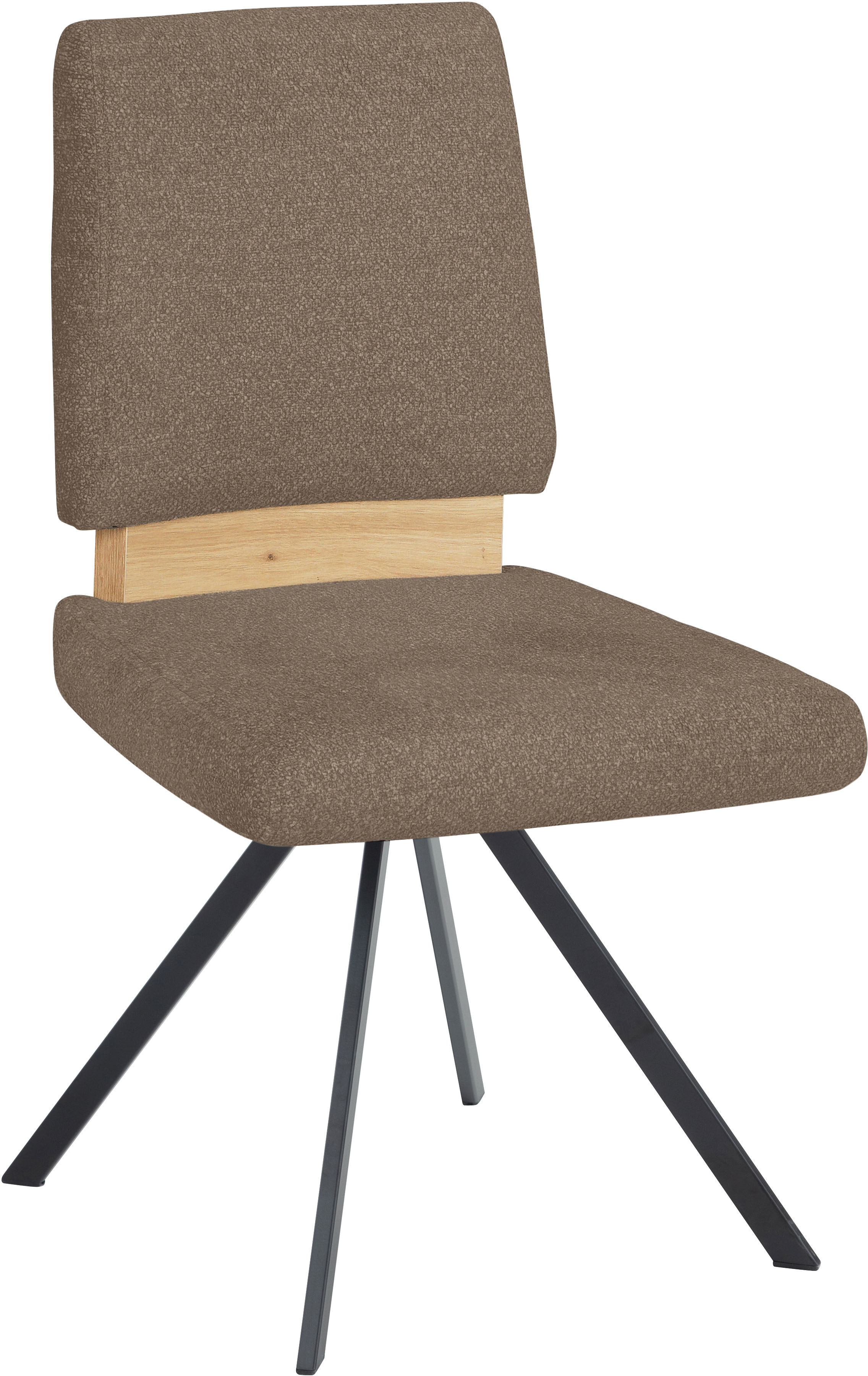 Esszimmerstuhl MASSIVLINE & MORE "Brügge 300", braun (mittelbraun, schwarz, mittelbraun), B:48cm H:92cm T:59,5cm, Holzwerkstoff, Metall, Stoff, Stühle, Esszimmerstuhl mittelbraun, schwarz, mittelbraun B/H/T: 48cm x 92cm x 59,5cm, 1 Stk., Microfaser Strukt