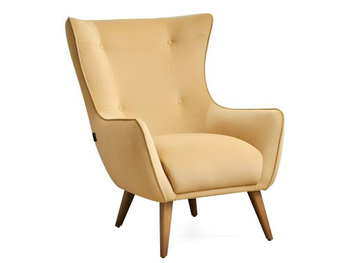 JVmoebel Sessel Exquisiter Lounge-Sessel in Gelb mit Holzfüßen und Polsterung, Made in Europa