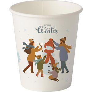 Papstar Trinkbecher 87872 Hello Winter, farbig, Pappe, Einweg, für Heißgetränke, 0,2 l, 50 Stück