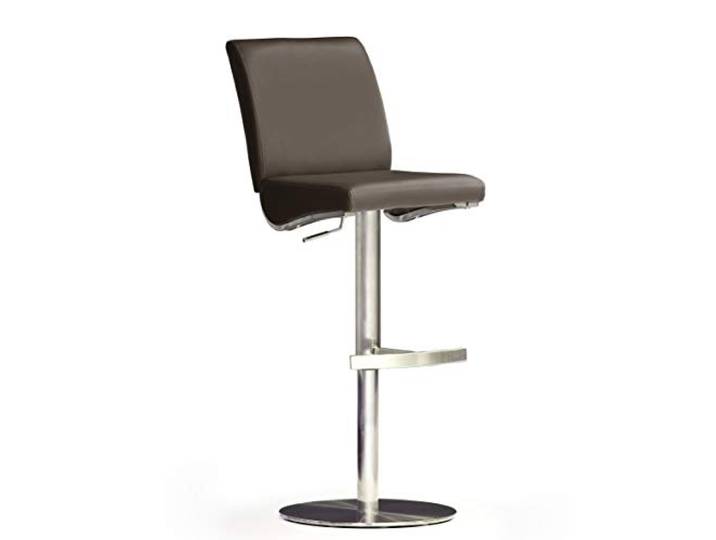 Robas Lund Barhocker Braun Leder mit Lehne Barstuhl drehbar 360 Grad, Hocker höhenverstellbar, DI.AZ