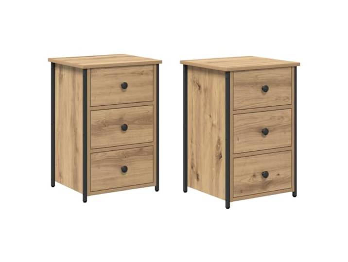 Heofavd Nachttisch 2er Set Braun 40x36x60 cm Massivholz Beistelltisch