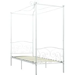 vidaXL Himmelbett-Gestell Weiß Metall 90 x 200 cm