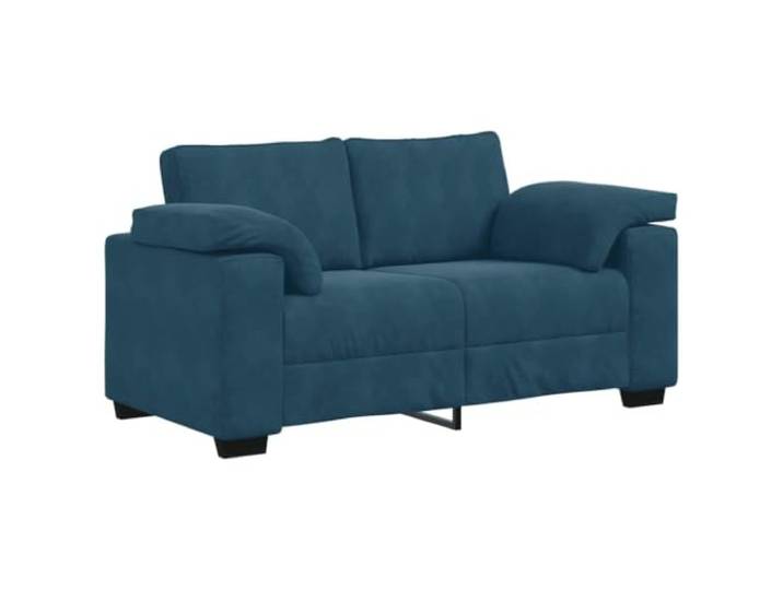 Coespram Zweisitzer-Sofa Blau 160x77x82 cm Samt Couch mit Kissen Bequemes Polstermöbel für Wohnzimmer und Empfangsbereich, stabiles Gestell aus Sperrholz und Stahl mit zwei Kissen.