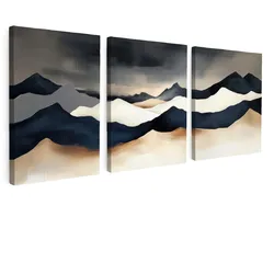 LEINWANDBILD 3er Set Landschaft - Abstrakt - Modern 90x40 cm