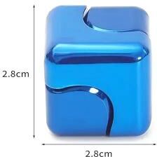 Inspired Living Metal Cube Fidget Gyroscope Silent Bearing Spinner For Stress Relief & Focus blue
